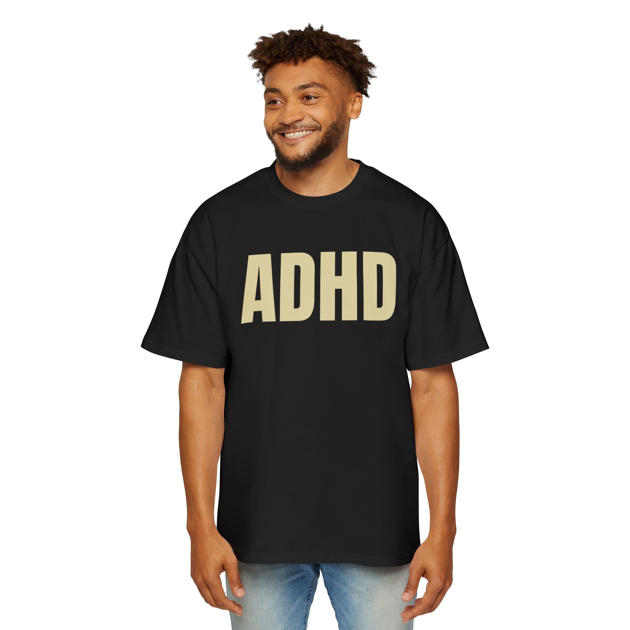 ADHD – Black Oversized Tee by NOKURE® | Superpower Not a Setback.