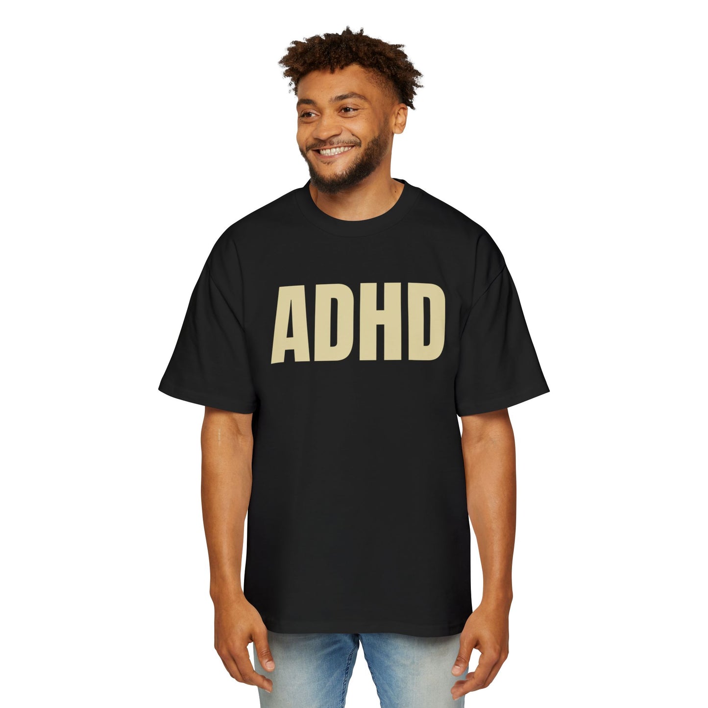ADHD – Black Oversized Tee by NOKURE® | Superpower Not a Setback.